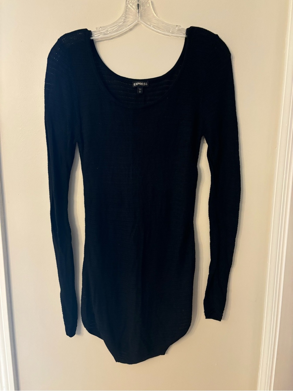 Express Black Long Sleeve Scoop Neck Knit Top